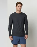 Vuori Men's Longsleeve Strato Tech Tee Charcoal Heather front