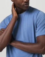 Vuori Men's Current Tech Tee Isle Blue detail view