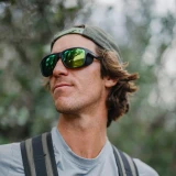 Smith Optics Embark Polarized Sunglasses Matte Tortoise/Green Mirror angled view