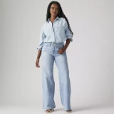 Levi's Women's 318 Shaping Wide Leg Jeans Tall Glass of Water full length view