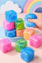 Marbled Cube Squishy Squeeze Toy marbled finish side view