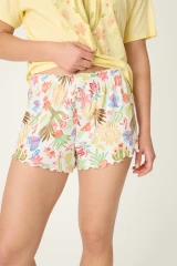 PJ Salvage Women's Feelin' Prickly Desert Dreams Sleep Shorts in Ivory detail view