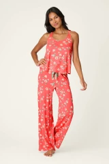 PJ Salvage Women's Siesta Dreams Dark Coral Floral Print Tank Top front view