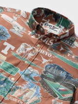 Reyn Spooner Men's University of Texas Scenic Performance Aloha Shirt Burnt Orange front view