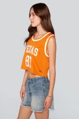 Hype and Vice Women's University of Texas Basketball Jersey burnt orange detail