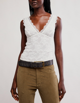 Free People Women's Loved You First Lace Tank Top Black front