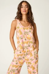 PJ Salvage Women's In the Jungle Leopard Safari Tank Top Blossom back view