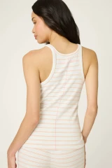 PJ Salvage Women's J'Adore Amour Sweetheart Stripes Tank Top multicolor back view