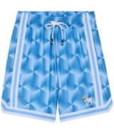 Goat USA Boys' Geo Print Mesh Shorts in Carolina Blue flat lay