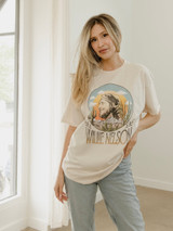 Livy Lu Willie Nelson In The Sky Off White Thrifted Tee front view