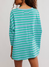 Free People Women's 2 Sense Long Sleeve Top Ivory Combo front view