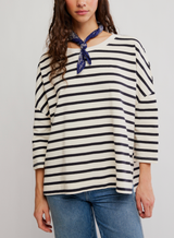Free People Women's 2 Sense Long Sleeve Top Blue Combo sleeve detail