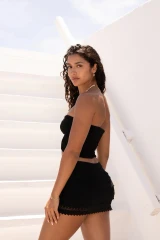 Blanco By Nature Women's Cosmo Crochet Skirt in Black back view
