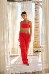 Blanco By Nature Women's Chiara Drawstring Pants in Cherry
