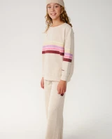 Rip Curl Girls' Surf Revival Crew Top in Oatmeal Marle side view