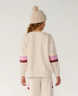Rip Curl Girls' Surf Revival Crew Top in Oatmeal Marle detail