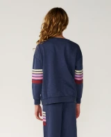 Rip Curl Girls' Surf Revival Crew Top in Navy front view