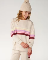 Rip Curl Girls' Surf Revival Crew Top in Oatmeal Marle back view
