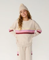 Rip Curl Girls' Surf Revival Crew Top in Oatmeal Marle lifestyle