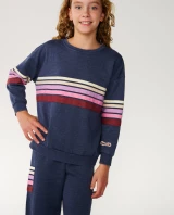 Rip Curl Girls' Surf Revival Crew Top in Navy lifestyle