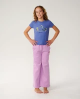 Rip Curl Girls' Surf Puff Wide Leg T Pants Lilac front view