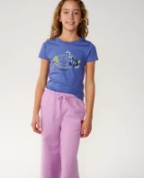 Rip Curl Girls' Surf Puff Wide Leg T Pants Lilac detail view