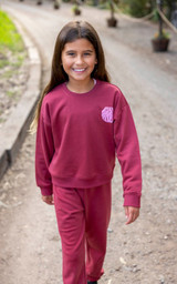 Feather 4 Arrow Girls' Kindness Sweatshirt Mystic Maroon Lifestyle front view