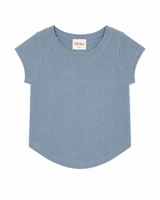 Tenly Girls' Rayon Rib Exposed Cap Sleeve Tee in Ice Blue front view