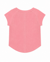 Tenly Girls' Rayon Rib Exposed Cap Sleeve Tee in Pretty in Pink back view