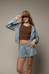 Tenly Girls' French Terry Longsleeve Chill Zip-up Hoodie in Ice Blue