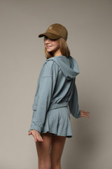Tenly Girls' French Terry Longsleeve Chill Zip-up Hoodie in Ice Blue