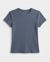 Marine Layer Women's Lexi Rib Crew Tee Dutch Blue front lay