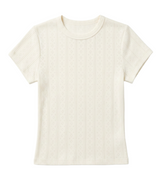 Marine Layer Women's Lexi Pointelle Tee Antique White front lay