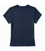 Marine Layer Women's Lexi Pointelle Tee Navy front lay