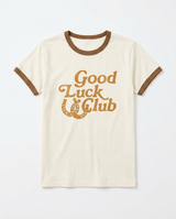 Marine Layer Women's Good Luck Tried & True Crew Tee Antique White front lay