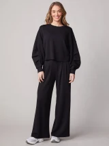 Thrive Societe Women's Front Pleat Easy Pants in Black