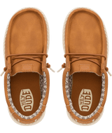HeyDude Kids' Wally Stretch Canvas Shoes Tan top view
