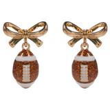 Football Bow Hypoallergenic Stud Earrings Football Bow front view