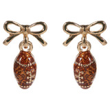 Football Bow Enamel Pendant Earrings STUDS side view