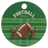 Football Bow Enamel Pendant Earrings STUDS front view