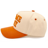 Game Day Trucker Hat in Beige/Burnt Orange side view