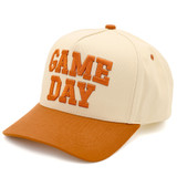 Game Day Trucker Hat in Beige/Burnt Orange detail