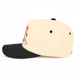 Sunday Funday Club Trucker Hat in Beige, Black, and Red back view