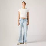 Levi's Women's Superlow Loose Jeans Abraided Art Light Wash full length view