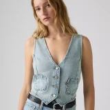 Levi's Women's Tailored Denim Vest in Summer Job Vest - Medium Wash