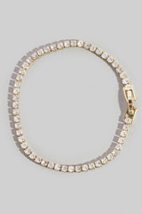 Fame Prong-Set Round Cubic Zirconia Tennis Bracelet in Gold close-up detail