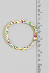 Fame Multicolor Seed Bead and Gold Stretch Bracelet Set detail