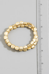Fame Hammered Nugget Bead Stretch Bracelet Set in Gold detail view