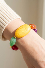 Fame Large Marble Resin Beads Bracelet in Multi/Gold front view