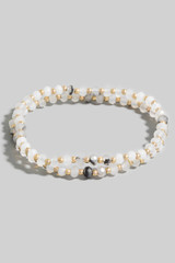 Fame Semi-Precious Faceted Stone Beaded Bracelet in Gold/White full view